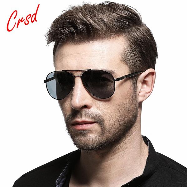 

sunglasses crsd mens women aviation polarized pochromic day and night vision driving sun glasses uv400 titanium goggles, White;black