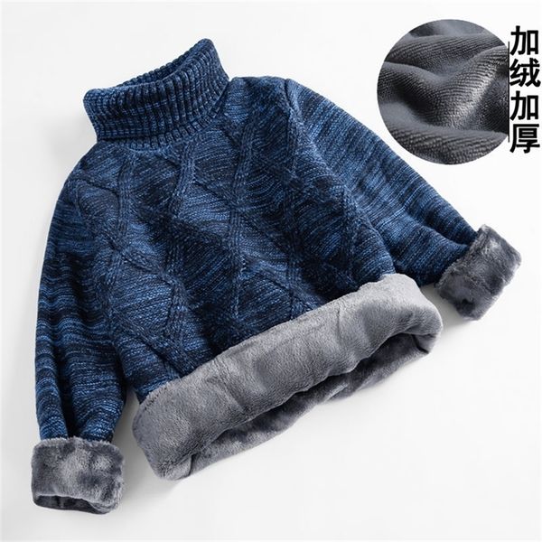 

baby boys 3-11 years autumn and winter thick velvet knitting outwear children's clothing christmas sweater fashion y200901, Blue