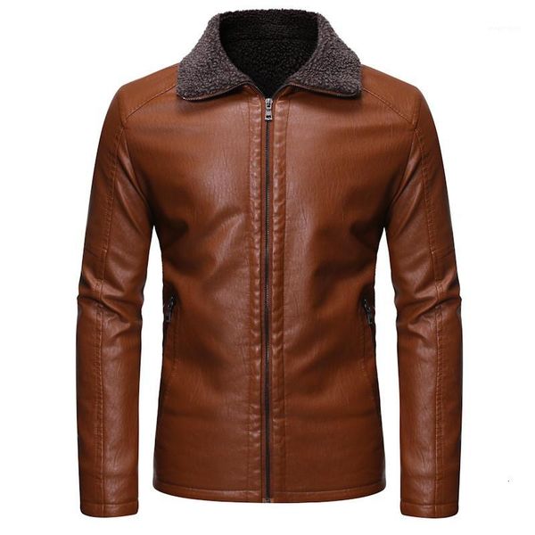 

leather casual coats slim fashion male clothing mens luxury designer jacket autumn winter plus size warm, Black;brown