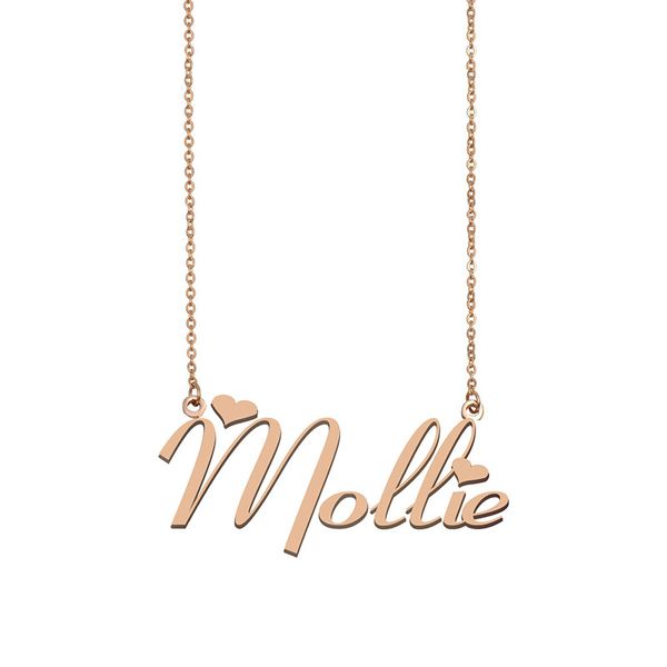 

mollie name necklace custom nameplate pendant for women girls birthday gift kids friends jewelry 18k gold plated stainless steel, Silver