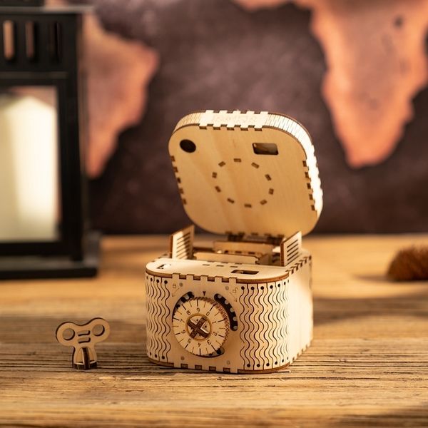 

robotime mechanical diy 3d wooden puzzle game treasure box / calendar model toy gift lk502 for dropshipping y200413