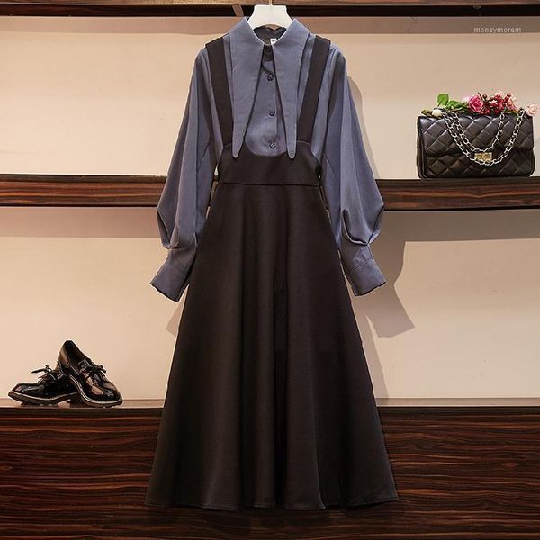 

casual dresses 2021 fashion women's clothing spaghetti strap a-line for women dress two piece set1, Black;gray