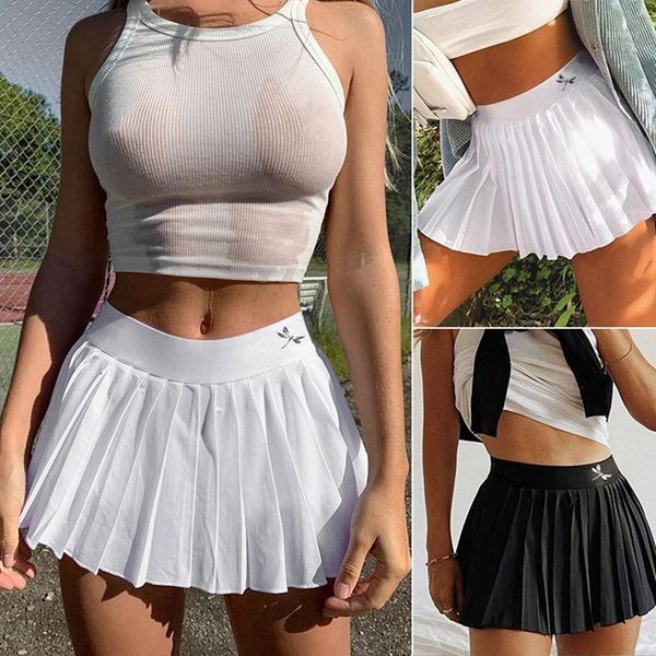 

summer casual print mini woman skirts high waist short pleated skirt1, Black