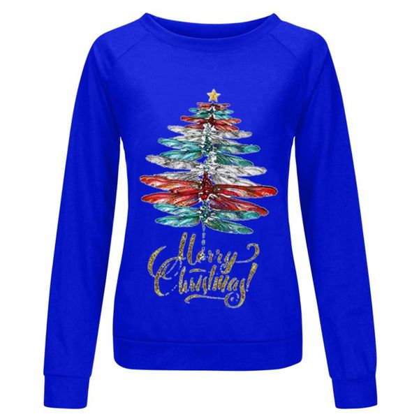 

christmas hoodies women's sweatshirt 2020 fashion autumn new product christmas tree print o-neck hoodies colorful sweatshirts, Black