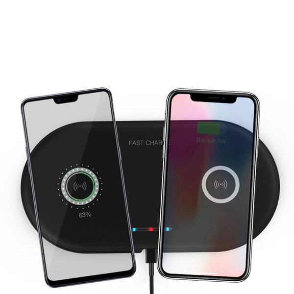 

double seat qi wireless charger fast 10w wireless charging pad dual charging wireless phone charger compatible with iphone samsung