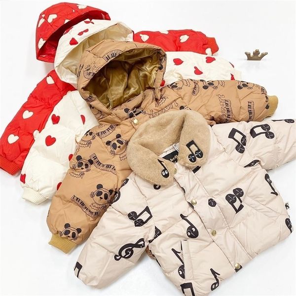 2020 MR New Winter Kids Giacca per ragazzi Gilrs Toddler Thick Warm Heart Print Cappotto con cappuccio Baby Child Comfort Outwear Abbigliamento LJ201125