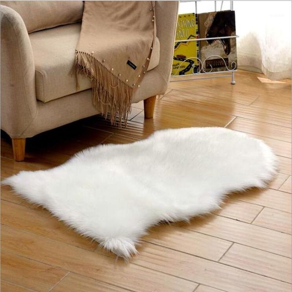 

2020 sheepskin faux fur carpets rugs for home bedroom kids living room chair warm non-slip white gray1