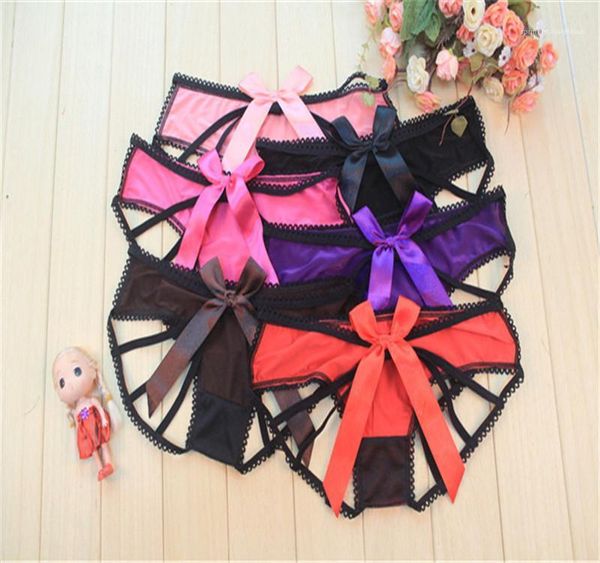 

out cute womens panties lace floral big bow breathable see through womens designer underwear size hollow, Black;pink