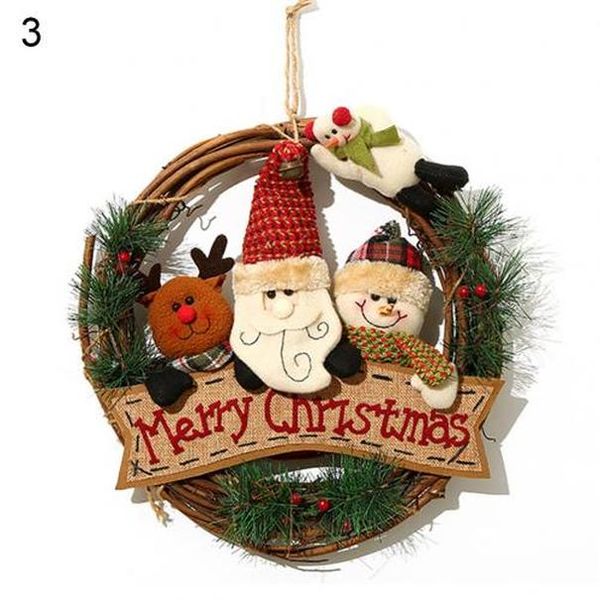 

santa claus snowman wood rattan pendant door decoration xmas hanging ornament gift pendant for christmas tree bbyomr packing2010