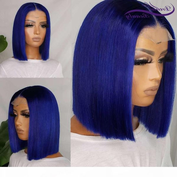 

short bob wig lace front red blue brazilian preplucked 180% remy human hair wigs for women dream beauty, Black;brown