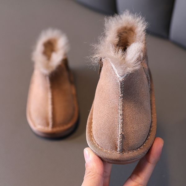 

snow newborn one-year-old girl cotton shoes winter plus velvet thickening warm baby toddler boots, Black