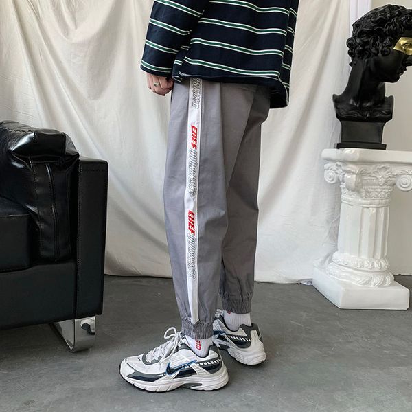 

trousers 2021 men's spring and winter new fine fit in addition to corduroy sports pants loose-fitting fashion young clothes pw38, Black