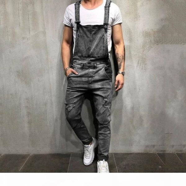 

new arrival fashion mens ripped jeans jumpsuits street distressed hole denim bib overalls for man suspender pants size -xxl, Blue