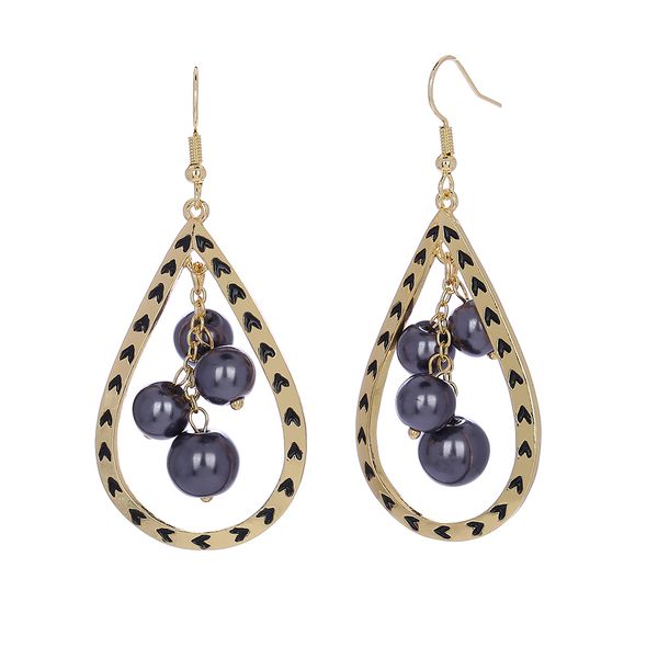 

earrings water drop earring fashion black pearl alloy metal hawaiian teardrop earrings for women gift, Silver