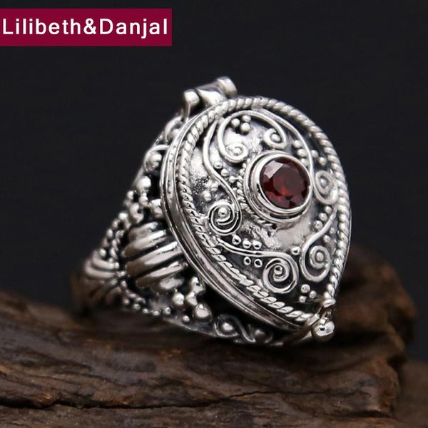 

ethnic men women ring 100% 925 sterling silver ring gum box male jewelry red natural stone gift fashion jewelry gr63, Golden;silver