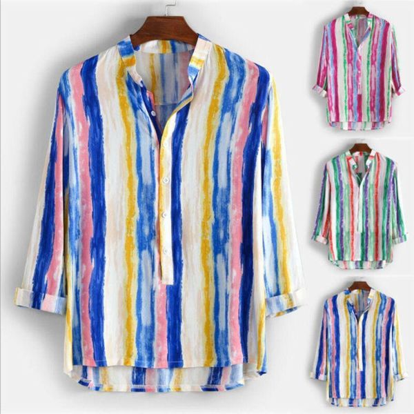 

autumn luxury fashion men's slim fit shirt long sleeve male rainbow graffiti striped shirt muscle bodybuilding streetwear -3xl1, White;black