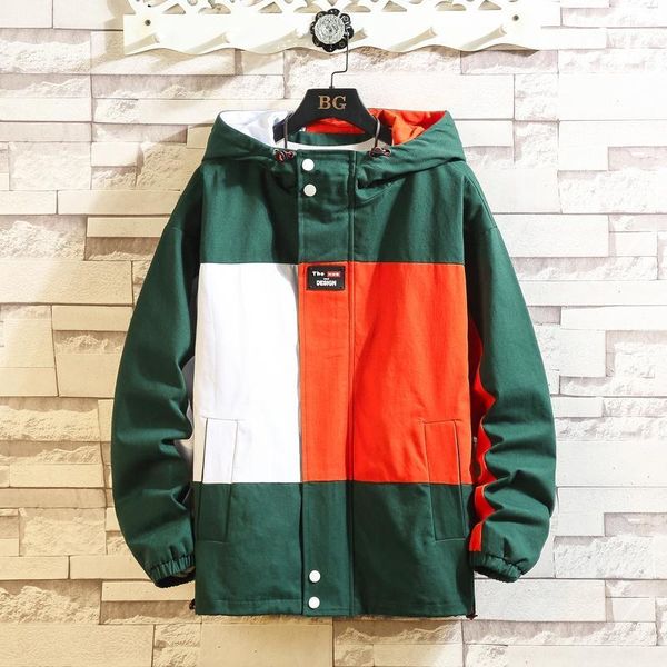 

men's jackets black patchwork sweatshirt jacket men's autumn hip hop japanese hoodie street clothing loose casual hooded jacket1, Black;brown