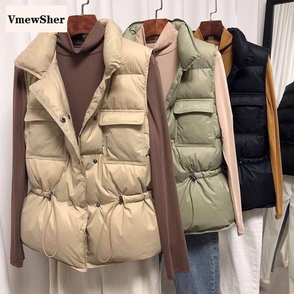 

vmewsher new ultra light women short vest windproof lightweight warm waistcoat female white duck down coat sleeveless, Black;white