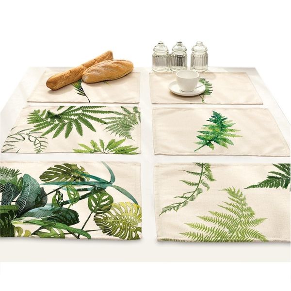 

зеленые листья принт принтеры подстанчицы placemat обеденные прокладки ткань коврик шаблон дизайн кухонные аксессуары украшения домашнего ст