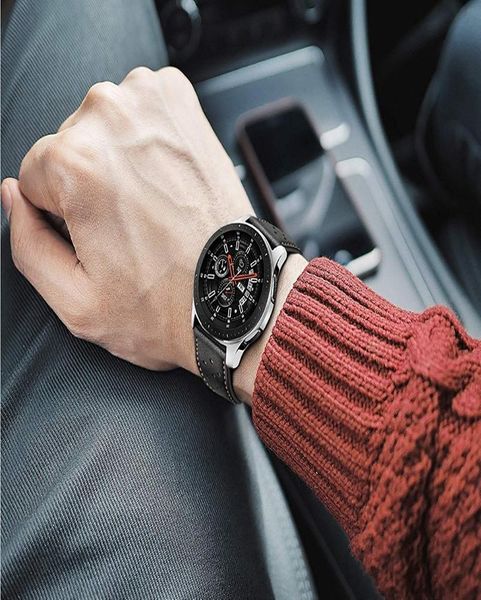 

22 мм кожаный ремешок для часов huawei watch gt-2-2e-pro 46 мм smartwatch браслет samsung gear s3 пограничные galaxy watch 3 45 мм / 46 мм п, Black;brown