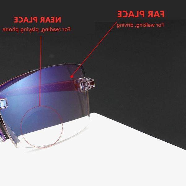 

newnew2020 мужчины женщины rimless чтение анти синий свет бифокальная far near увеличение очки дальнозоркостью очки +150 +20020217