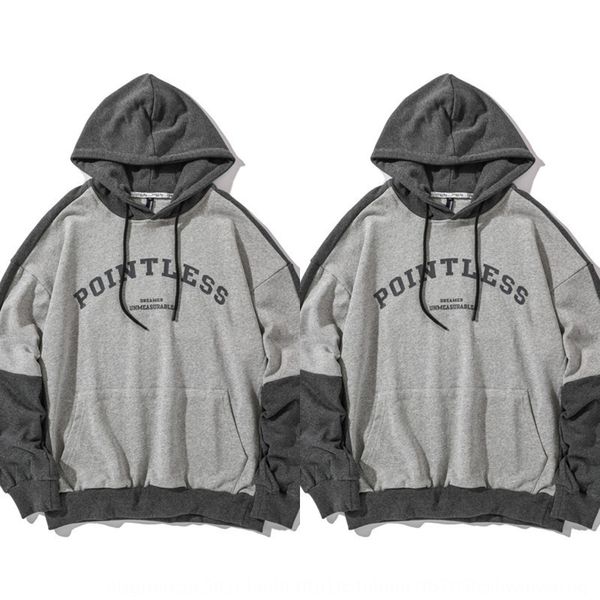 

forn3 2020 autumn men's color matching loose fashion brand ins hoodie pullover hoodie pullover men lwdxu, Black