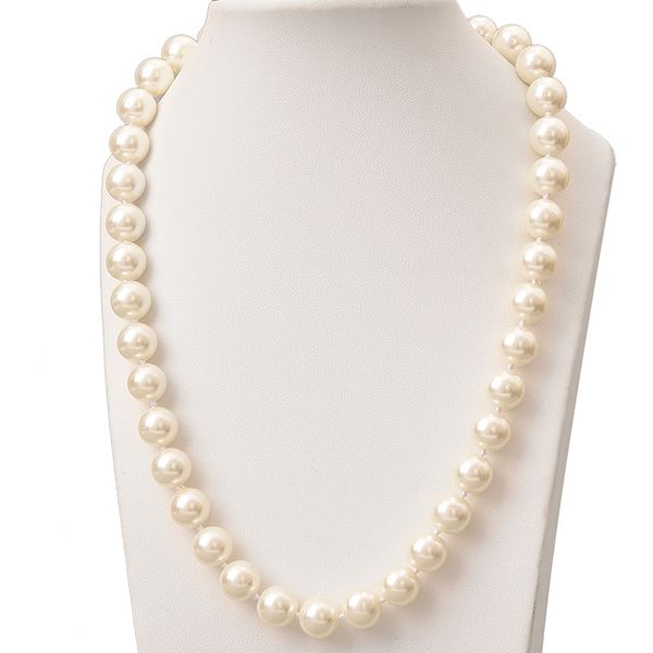 

chains 10mm fashion jewelry white color chain imitation pearls necklace 18inch for women party wedding bride h830, Silver