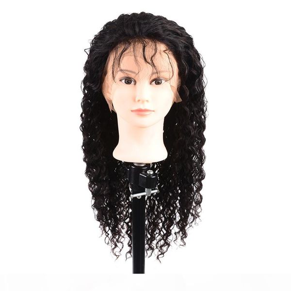 

360 lace frontal wig water wave human hair wigs for black women 150% remy brazilian wig pre plucked with baby hair, Black;brown