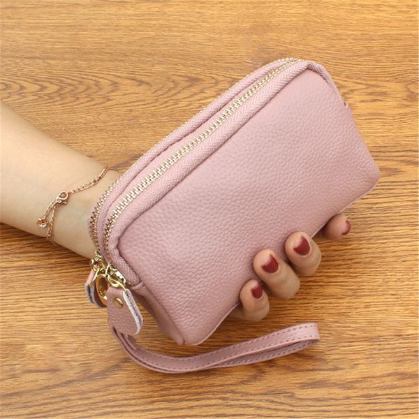 

hbp wholesale genuine leather holders fashion organizer wallet bags coin purse crossbody hand bag key case, Red;black