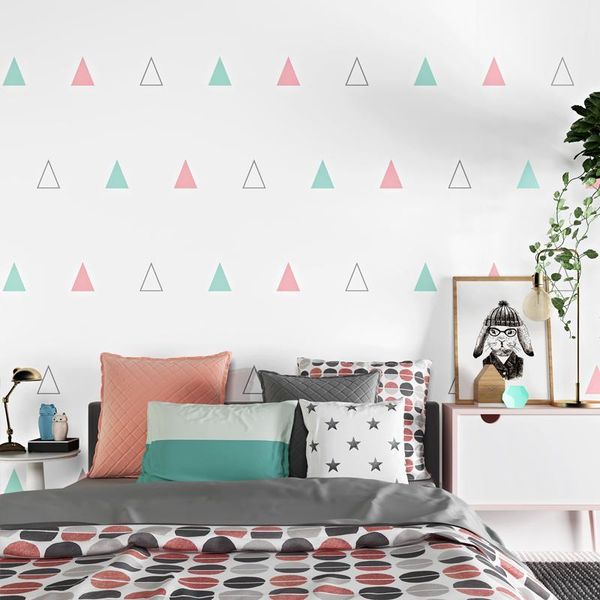 

modern brief for kids geometric pattern 3d wallpaper trianle boy and girl room bedroom paper background children wall home decor1