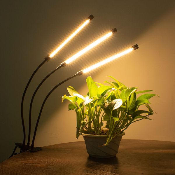 

30W Dimmable Three-Tube Clip Plant Lamp Full Spectrum Warm White 3000K 60LED Black (Actual Power 18W)