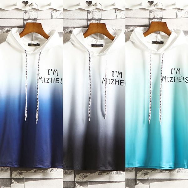 

men's short sleeve t-shirt trend new half sleeve hooded t-shirt clothing sweater clothing sweater. men's 2020 summer clothes 0ogsi, Blue
