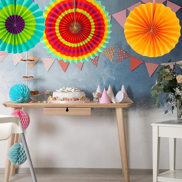 

6pcs paper fan flowers mexican party paper fan hanging decor garden wedding country wedding decoration dropshipping