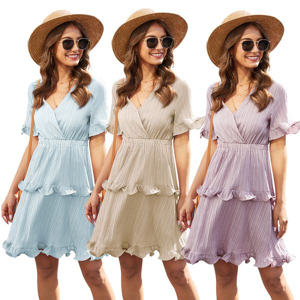 

original design 2020 new independent station spring and summer womens clothing cake pleated dress, White;black