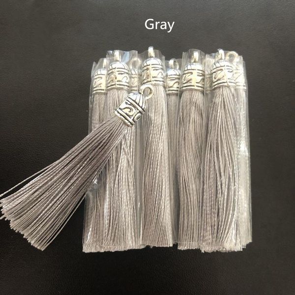 

10pcs lot 6cm small silk tassel earrings pendant charms crafts silver end caps tassels brush for diy jewelry making accessories wmtnfo, Black