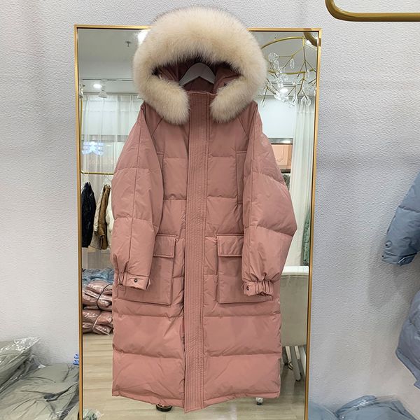 

2021 great royal skin new winter long hood parkas 90% white down women's coat loose with warm wind jacket dub9, Black