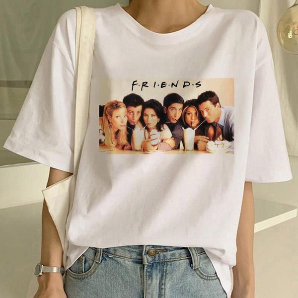 

new tshirt friends tv show harajuku ullzang print short sleeve t-shirt women fashion casual funny t shirt gift for lady yong, White