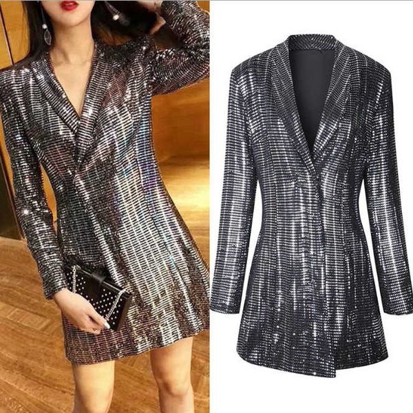 

2021 sale sequins dress suit gold jacket dress womens dressy ladies hippy hippie blazer knee length mini midi pencil dress long sleeve, White;black