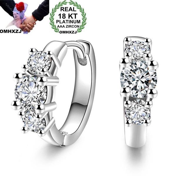 

hoop & huggie omhxzj wholesale personality fashion woman girl party wedding white three zircon 18kt gold rose earrings ye443, Golden;silver