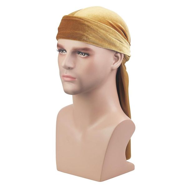 

бархатный длинный хвост durag turban cap unisex дышащий бандана шляпные парики doo men silky durags bandanas atin biker headwrap headwear bb, Black