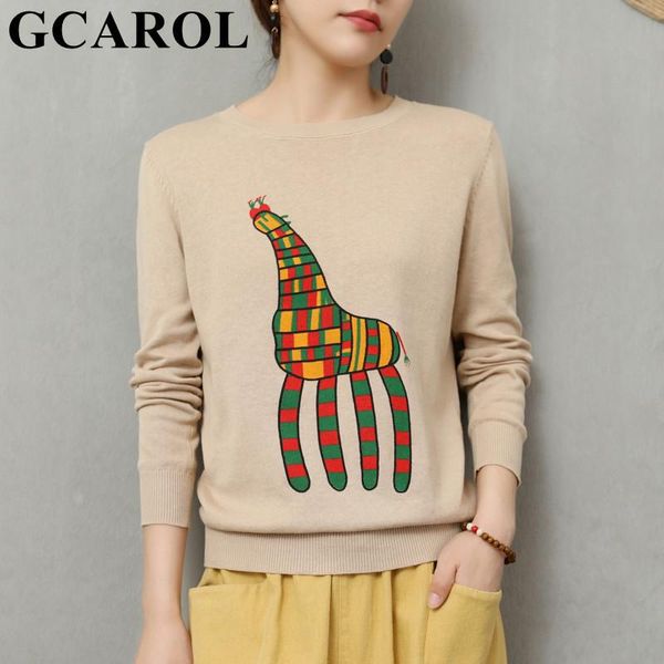 

gcarol women graffiti cartoon stretch sweater loose cute knit bottoming jumper autumn winter girls skin-friendly pullover, White;black