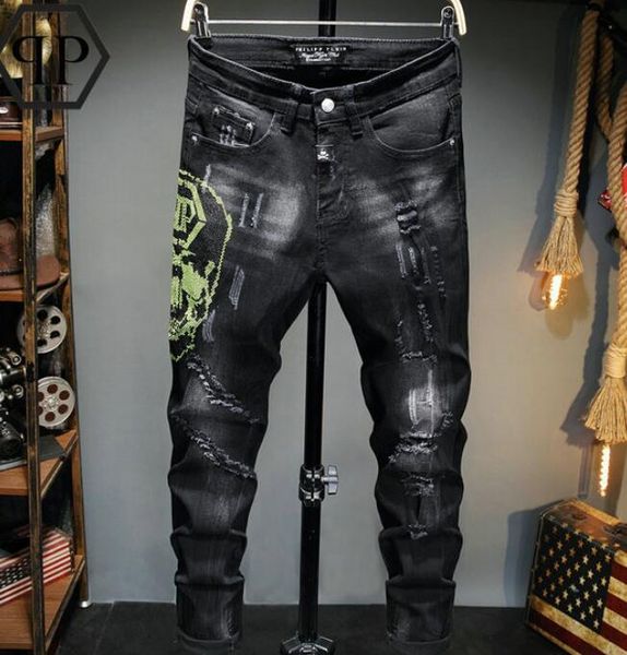 

21ss men's brand designers jeans distressed ripped slim fit biker denim pants mens leisure fashion jeans a13, Blue