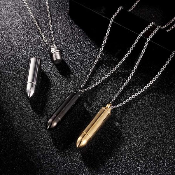 

men shape cylinder pendant necklace stainless steel screw off necklaces h9, Silver