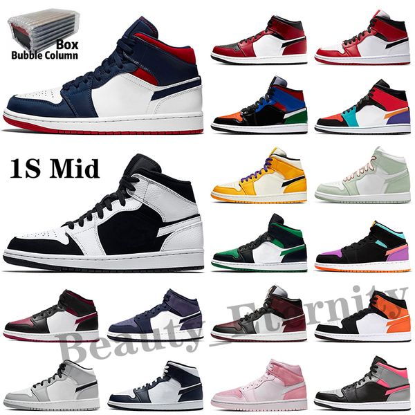 

mens 1 basket ball shoes turbo green high mid og 1s women smoke grey blue banned bred chicago black toe court purple unc premium sneakers