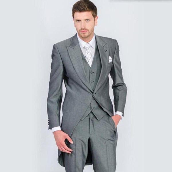 

men's suits & blazers perfect male peaked lapel one button fashion leisure suit groomsman tailcoat wedding men suits(jacket+pants+vest), White;black