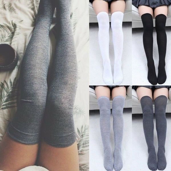 

women warm thigh high over the knee socks long cotton medias stockings fashion solid sockings, Red;black