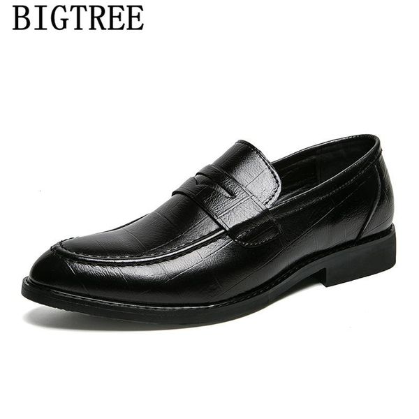 

dress shoes mens loafers business soft leather italian groom fashion zapatos oxford hombre chaussure homme cuir 2021, Black