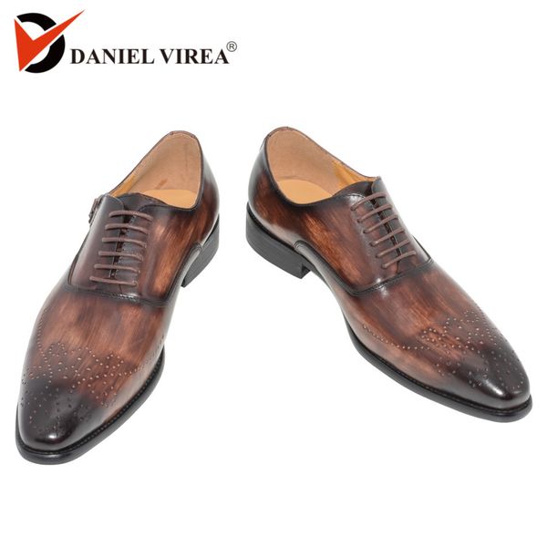 

men dress shoes leather buckle strap office business wedding handmade mixed color brogue formal pointed toe oxfords mens shoe lj201023, Black