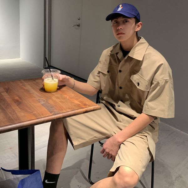 

2021 new jumpsuit 2021 sleeve shirts men short pants khaki shorts man clothing mq4q, Gray