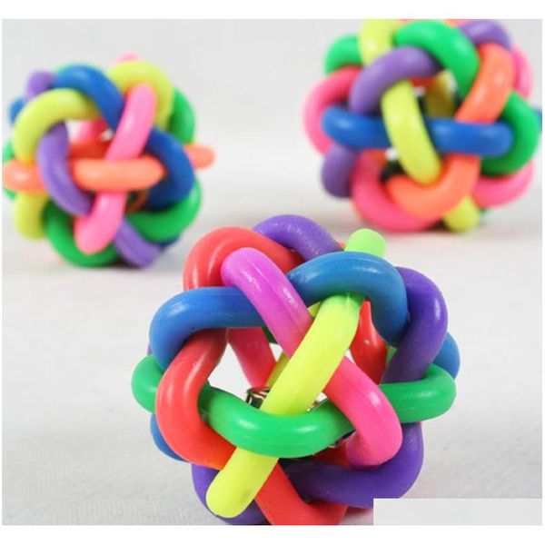 

5cm colorful rainbow pet bell ball dog toy cat toys pet dog ball bell chew toys play teeth training pet product ilcl9